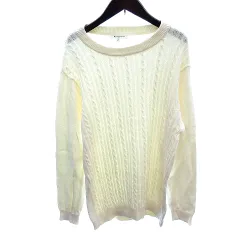 ザショップティーケー THE SHOP TK ニット セーター 切替 ケーブル 長袖 L アイボリー 白 ホワイト /AU
