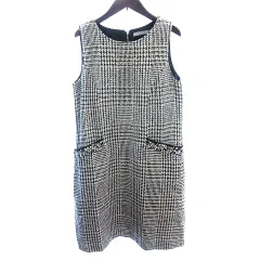 エフデ ef-de ワンピース ひざ丈 ビジュー ツイード チェック ノースリーブ 9 M アイボリー 白 ホワイト /AU