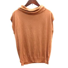 ルーニィ LOUNIE ニット カットソー オフタートル フレンチスリーブ F 茶 ブラウン /AU