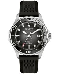 [Free Shipping] Bulova Men's Watch Accessory Mens Marine Star Series B Automatic Black Silicone Rubber Watch 45mm Black