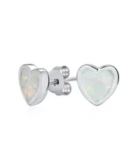 【送料無料】 ブリング レディース ピアス・イヤリング アクセサリー Romantic Bezel Set Heart Shaped Stud Earrings Created Opal 925 Sterling White