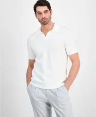 【送料無料】 アルファニ メンズ ニット・セーター アウター Mens Cotton Johnny Collar ShortSleeve Sweater Washed Whiteのサムネイル