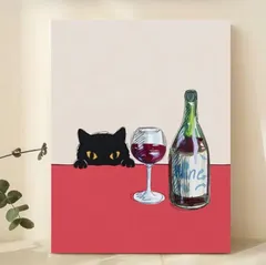 ポスター　ネコ　アート　ヴィンテージ　ワイン　モダン　インテリア　雑貨　リビング　小物　壁掛け　タペストリー　ミッドセンチュリー　カフェ　バー