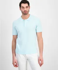 【送料無料】 アルファニ メンズ ニット・セーター アウター Mens Basketweave ShortSleeve Polo Sweater Glass Blueのサムネイル