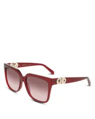 フェラガモ レディース アクセサリー サングラス・アイウェア FERRAGAMO Gancini Hinge Square Sunglasses 58mm Transparent Wine ワインのサムネイル