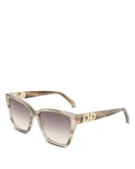 フェラガモ レディース アクセサリー サングラス・アイウェア FERRAGAMO Gancini Hinge Angular Square Sunglasses 57mm Striped Taupeのサムネイル