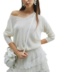 マレーラ レディース アウター ニット・セーター チュール Marella Mlmtubo Tulle Look Sweater Wool White ホワイトのサムネイル