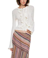 アナスイ レディース アウター カーディガン Anna Sui Victorian Pointelle Cardigan Cream クリームのサムネイル
