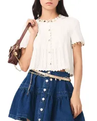 マージュ レディース アウター カーディガン Maje Mishell Gold Jewelry Cardigan White ホワイトのサムネイル