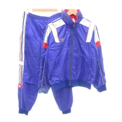 アディダス adidas ビンテージ 美品 セットアップ ジャージ ジャケット パンツ サイドライン ロゴ刺繍 L 青 ブルー /SJ ■ECG001