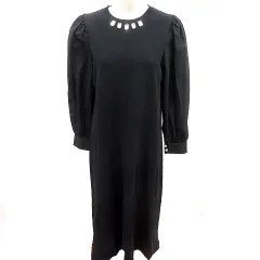 オペークドットクリップ OPAQUE.CLIP ワンピース Aライン ロング 長袖 38 M 黒 ブラック /RT