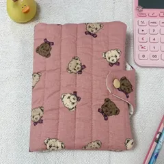 ☆限定1点☆　A6バインダーカバー　家計管理・母子手帳ケース・マルチケース　ふんわりキルト　大人可愛い　テディベア柄