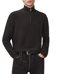 オールセインツ メンズ アウター ニット・セーター スタンドネック ALLSAINTS Zip Funnel Neck Sweater Espresso Brown ブラウンのサムネイル