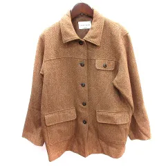 チャージ CHARGE ステンカラージャケット オーバーサイズ ヘリンボーン柄 ツイード 総裏地 ウール M 茶 ブラウン /AU