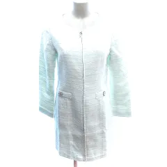 レディ Rady ノーカラーコート ロング ツイード F 水色 ライトブルー /AU