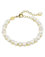スワロフスキー レディース アクセサリー ブレスレット・バングル・アンクレット Swarovski Matrix Cubic Zirconia Imitation Pearl Tennis Bracelet Gold ゴールド