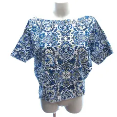 マカフィー MACPHEE トゥモローランド シャツ ブラウス ペイズリー柄 五分袖 三分袖 38 M 青 ブルー /AU