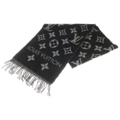 LOUIS VUITTON (ルイヴィトン) LV エッセンシャル フリンジマフラー ブラック ノワール ウール M77853のサムネイル