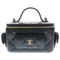 CHANEL (シャネル) マトラッセ ココマーク キャビアスキン チェーンクラッチバニティ レザーショルダーバッグ ブラック GD金具 AP3017