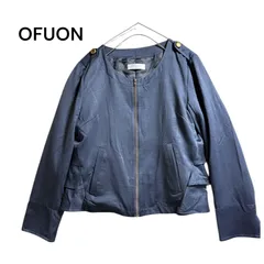 ●棚番号AQ-1 OFUON オフオン　38 サテンジャケット　 ノーカラージャケット　ティアード　サテンブルゾン　ブルゾン　ジャケット　サテン　ライトアウター　スプリング　春物　ジップアップ　シャツジャケットのサムネイル