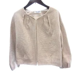 ノーリーズ Nolley's Lights ノーカラージャケット ツイード 総裏地 ウール 38 M ベージュ /AU