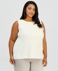 【送料無料】 アンクライン レディース タンクトップ トップス Plus Size Floral Appliqu Tank Top White Doveのサムネイル