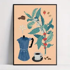 ポスター　カフェ　レストラン　コーヒー　モダン　イタリアン　北欧　ミッドセンチュリー　おしゃれ　かわいい　プレゼント　新生活　部屋　A3