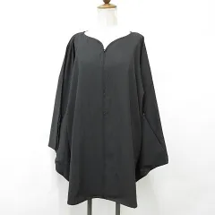 アンティカ SEAVEN ジャケット ノーカラージャケット ジップアップ 着物スリーブ 黒 ブラック F