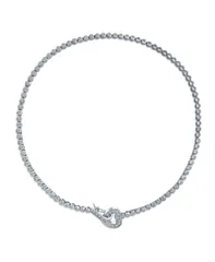 【送料無料】 ブリング レディース ネックレス・チョーカー・ペンダントトップ アクセサリー Romantic Heart Clasp Design CZ Cubic Zirconia Bezel Set Tennis Necklace Collar Grey