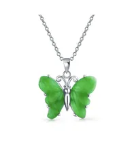 【送料無料】 ブリング レディース ネックレス・チョーカー・ペンダントトップ アクセサリー Handcrafted Carved Green Natural Jade Garden Butterfly Pendant Necklace For Women St