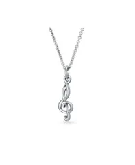 【送料無料】 ブリング レディース ネックレス・チョーカー・ペンダントトップ アクセサリー Sterling Treble Clef Pendant Necklace Music Teachers and Students Grey
