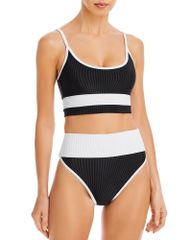 Beach Riot Women's Swimsuit Top Only - Colorblock Beach Riot Eva Colorblock Ribikini Top Emmy Bikini Bottom Black White