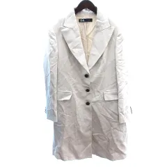 ザラ ZARA チェスターコート 総裏地 L アイボリー 白 ホワイト /AU