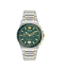 [Free Shipping] Versace Men's Watch Accessory Mens Greca Reaction Two Tone Bracelet Watch 43mm Two Tone