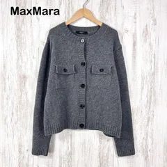 美品 Weekend Max Mara ウィークエンドマックスマーラ ダブルポケット ウォッシャブル ウールニット ロングスリーブ カーディガン グレー レディース 長袖 トップス