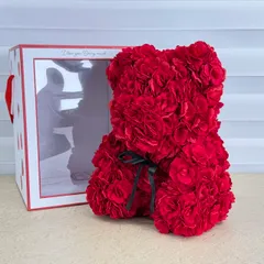 展示品 ローズベア 造花 Faux Red Rose Bear 33.1cm ギフト プレゼント 室内装飾 【中古】 / 516324