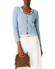 マージュ レディース アウター カーディガン Maje Madeline 2 in 1 Cardigan Blue Sky ブルーのサムネイル