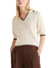 マレーラ レディース アウター ニット・セーター Marella Mlslembi Collared Sweater Wool White ホワイトのサムネイル