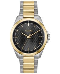 [무료 배송] 휴고 보스 남성용 시계 액세서리 Mens Seam Quartz Stainless Steel Ionic Plated Thin Gold Steel Watch 425