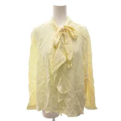 ザラ ZARA タグ付き シャツ ブラウス 長袖 フリル ボウタイ L 黄 イエロー /FF
