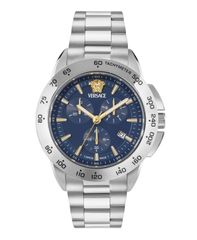 [Free Shipping] Versace Men's Watch Accessory Mens VSport Silver Stainless Steel Bracelet Watch 44mm Silver