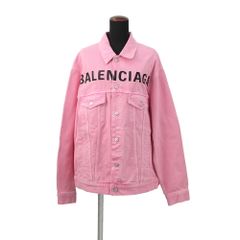 fe21 BALENCIAGA ビッグロゴ デニムジャケット ピンク LL相当 - メルカリ