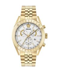 [Free Shipping] Versace Men's Watch Accessory Mens Athletic IP Yellow Gold Stainless Steel Bracelet Watch 44mm Gold