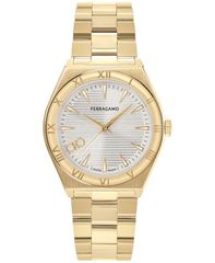 [Free Shipping] Ferragamo Men's Watch Accessory Salvatore Mens Swiss Vega Upper East Gold Ion Plated Stainless Steel Bra