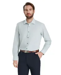 【送料無料】 アルファニ メンズ シャツ トップス Mens Geometric Pattern SpreadCollar Dress Shirt Jade