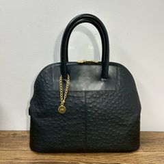 極美 ビアンキエナルディ ハンドバッグ オーストリッチレザー 黒 