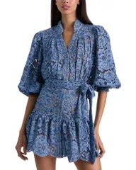 アリスアンドオリビア レディース トップス ワンピース ティアード Alice and Olivia Cora Voluminous Tieredress Indigo インディゴ