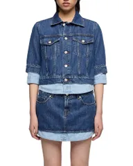 セブンフォーオールマンカインド レディース アウター ジャケット・ブルゾン デニム 7 For All Mankindouble Layer Denim Trucker Jacket in Shadow デニム