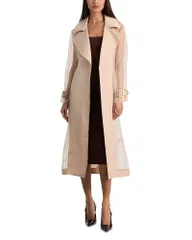 アリスアンドオリビア レディース アウター コート シアー Alice and Olivia Silvia Sheer Mixed Media Trench Coat Latteのサムネイル