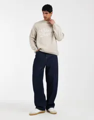 エイソス メンズ アウター ニット・セーター クルーネック グラフィック ASOS DESIGN oversized knit crew neck sweater with goods archiveのサムネイル